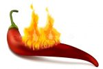 Red Chili Pepper with Fire Flames